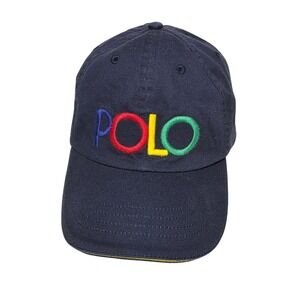 Polo Ralph Lauren Kids Navy Blue Multi Color Logo Baseball Hat Cap Size 8-20